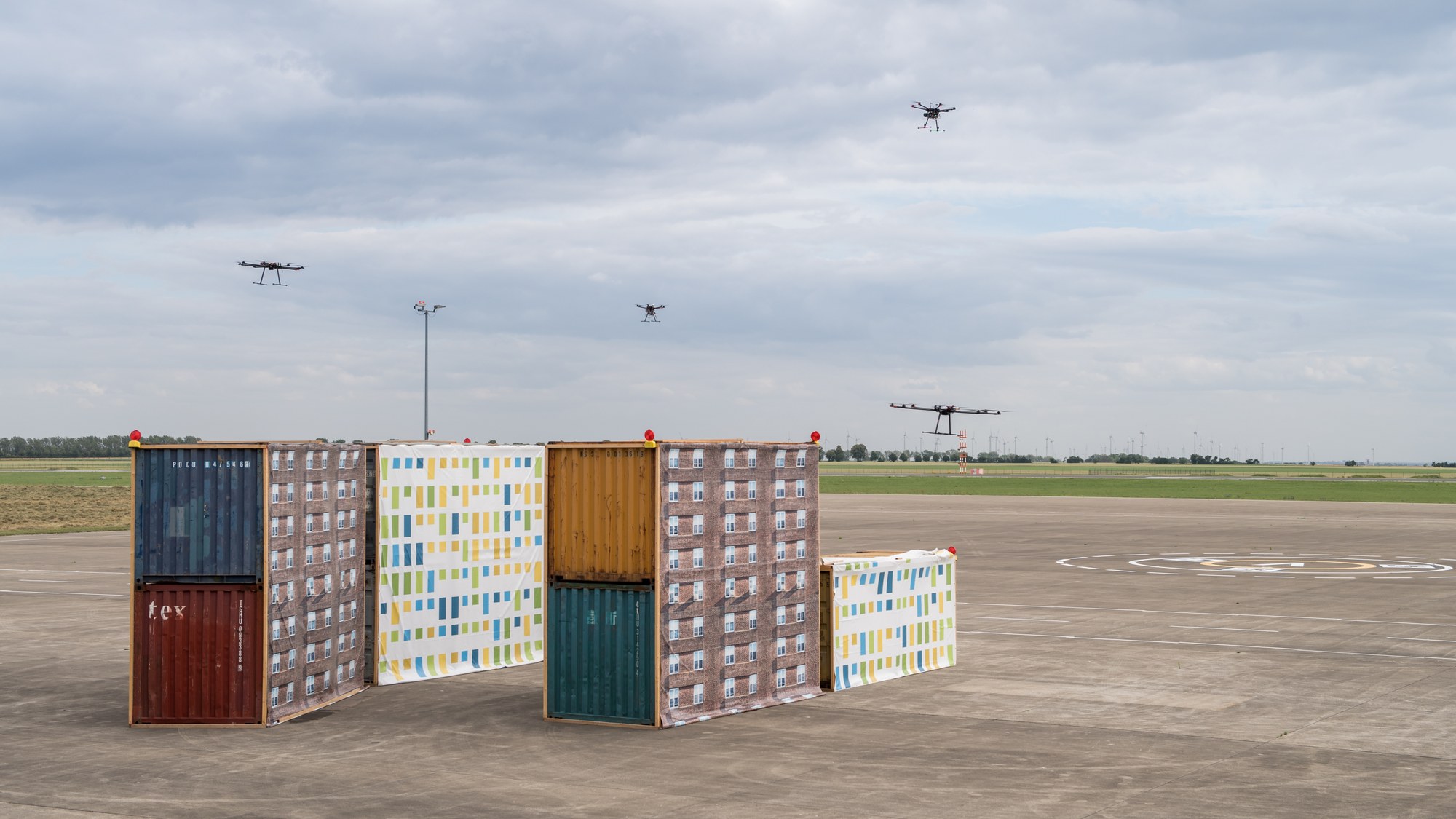 Flight tests over the model city