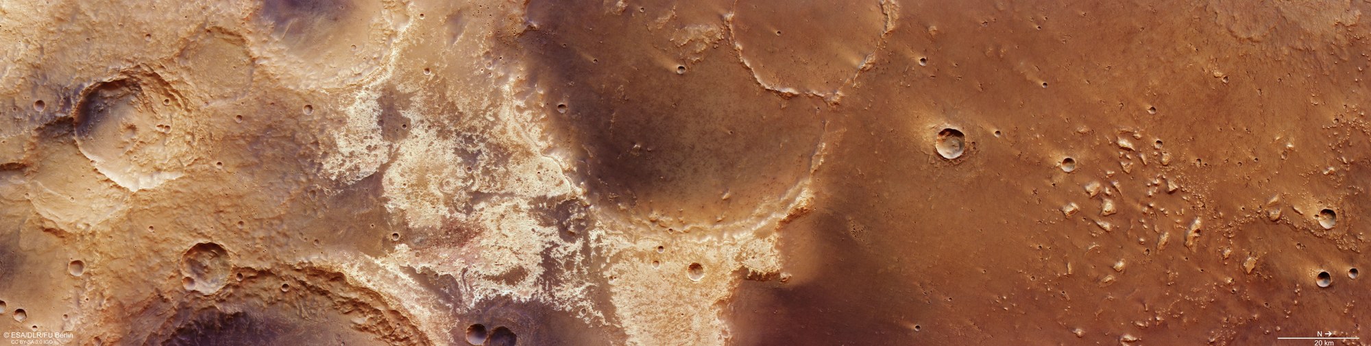 In the west of the Mawrth Vallis outflow