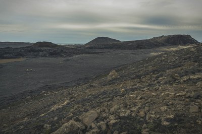 The cooled lava flow from the 2021 eruption