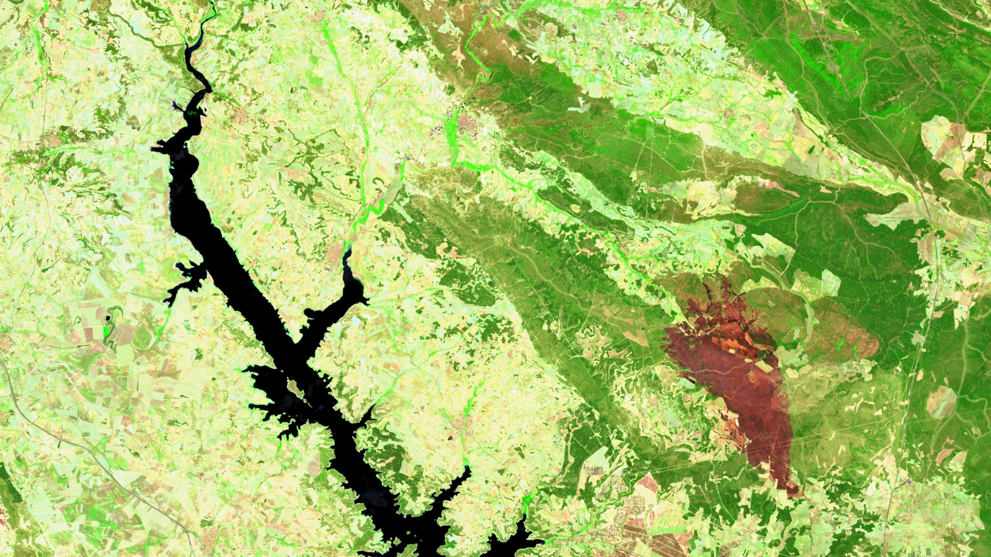 Reservoir and wildfire damage in the province of Cuenca, Spain