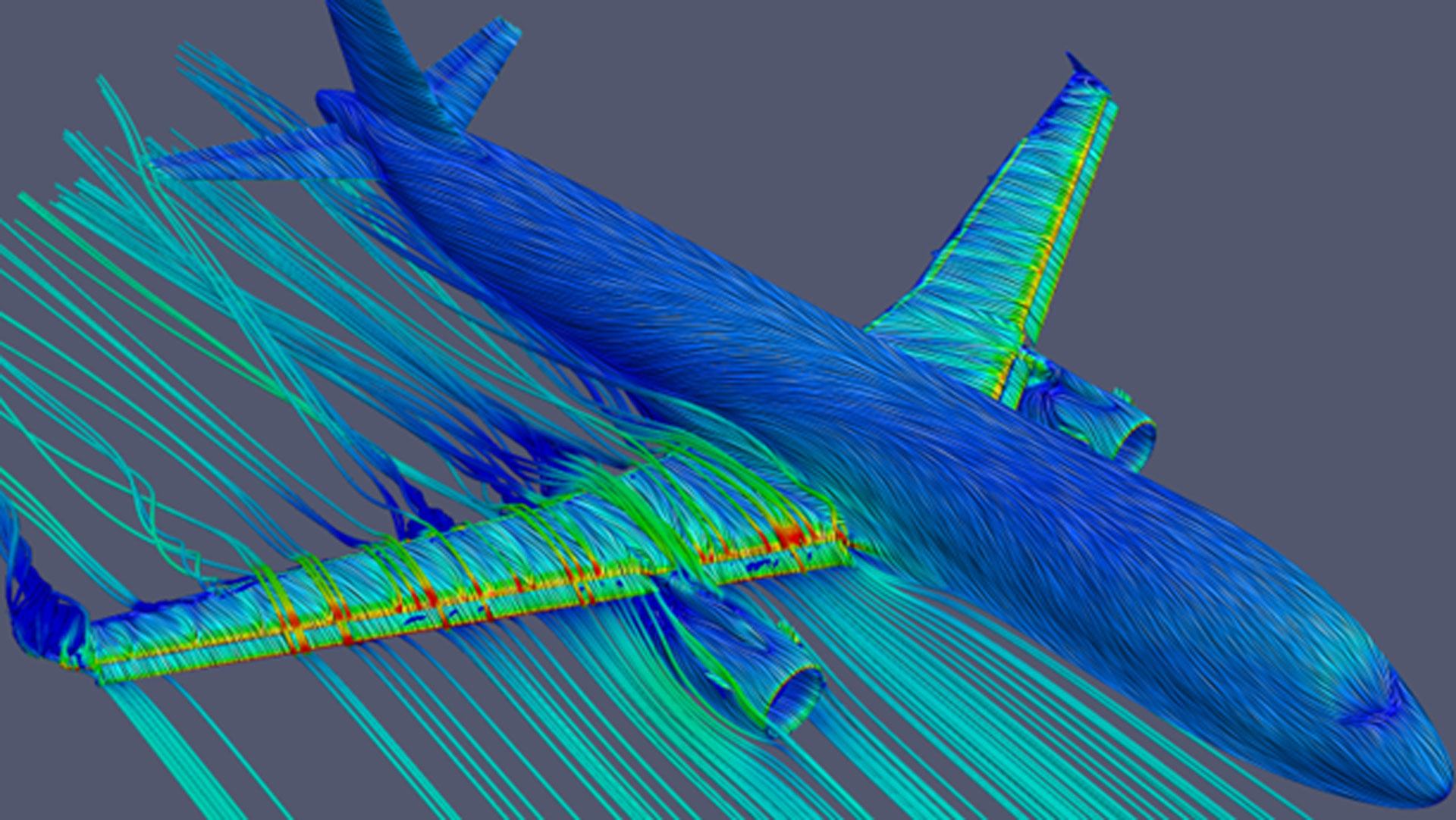 Flow simulation around a passenger aircraft