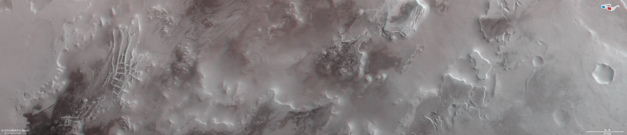 3D anaglyph image of the Angustus Labyrinthus region