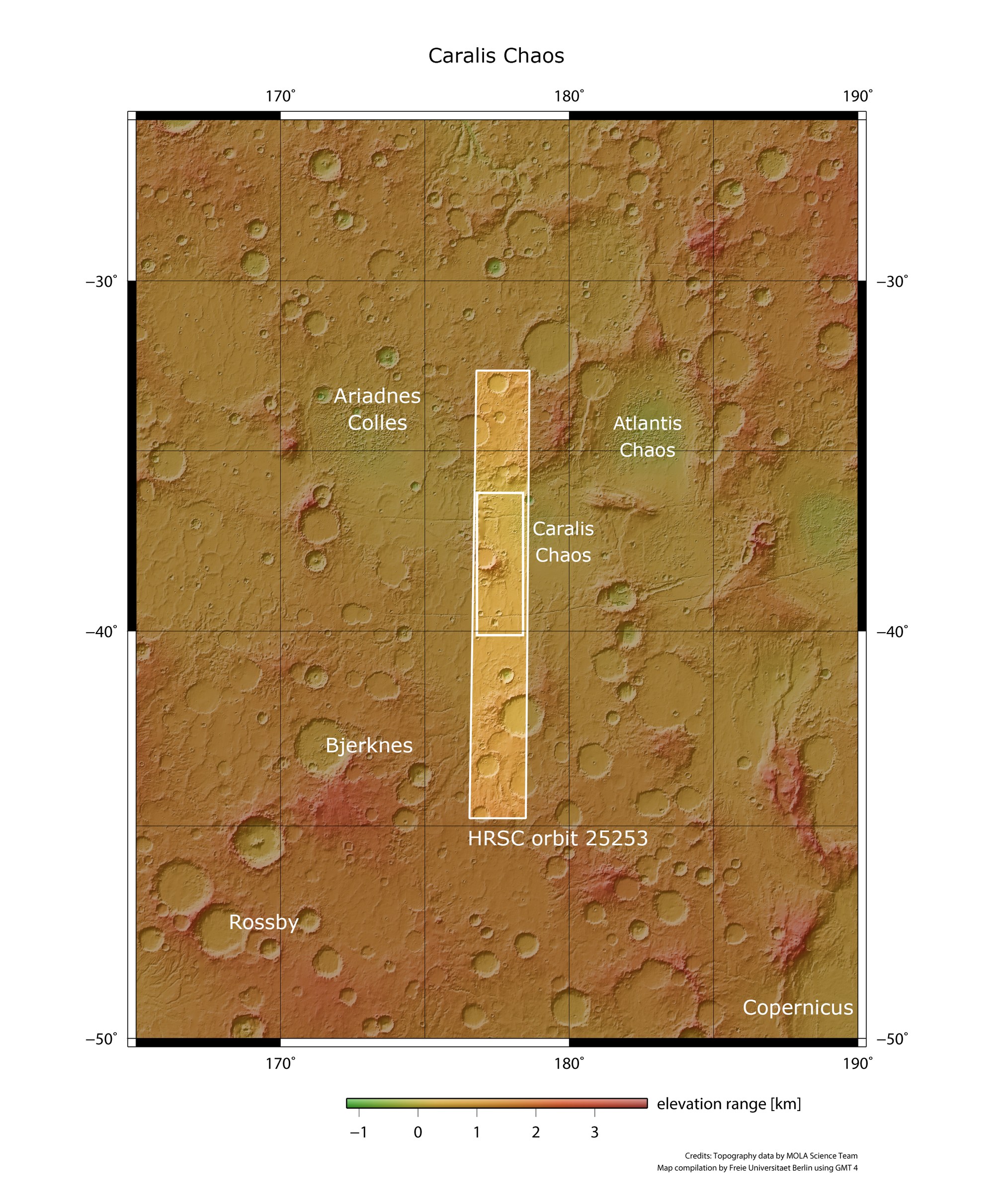 The Eridania region in the southern Martian highlands