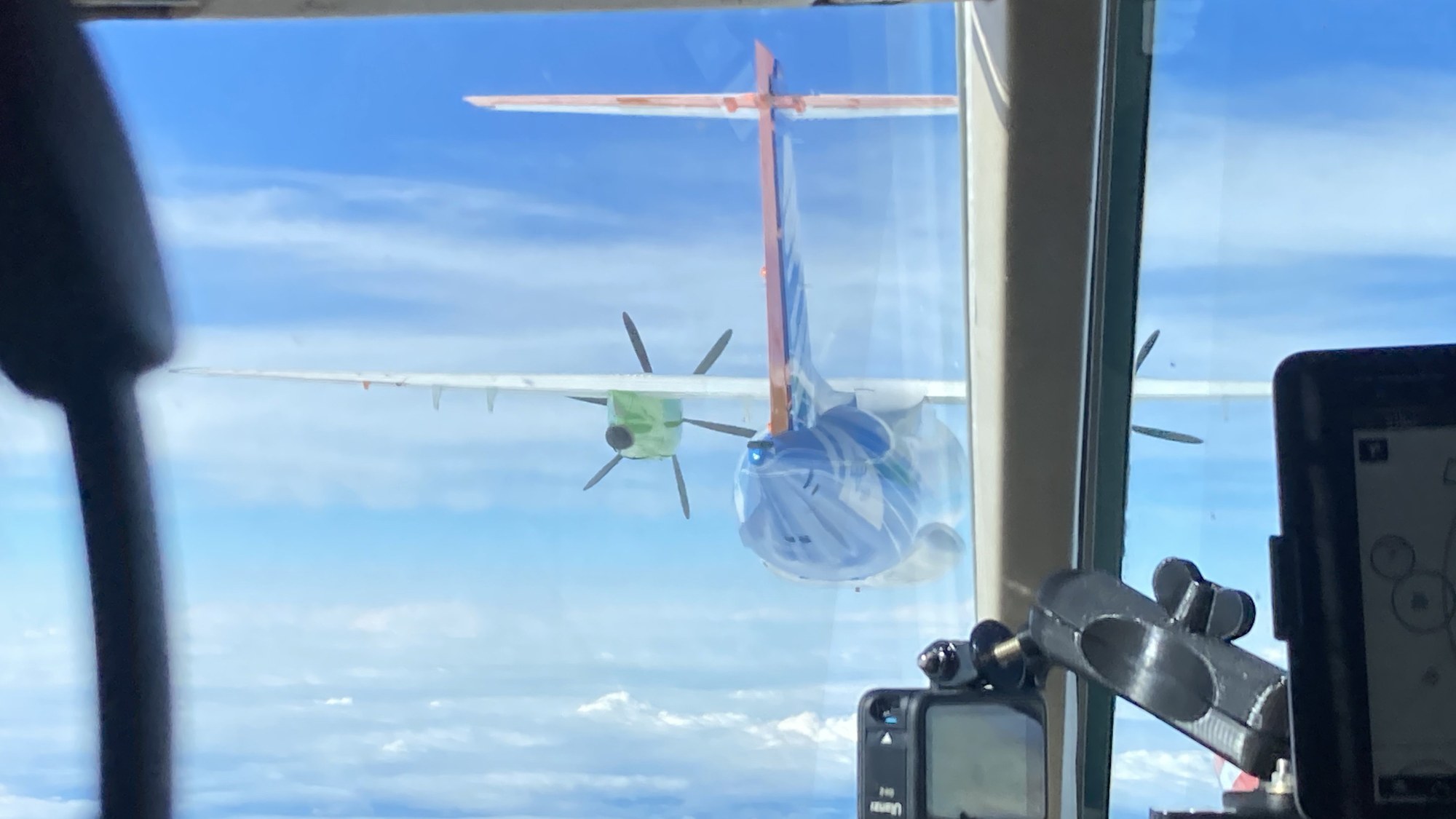 Flying in the exhaust jet