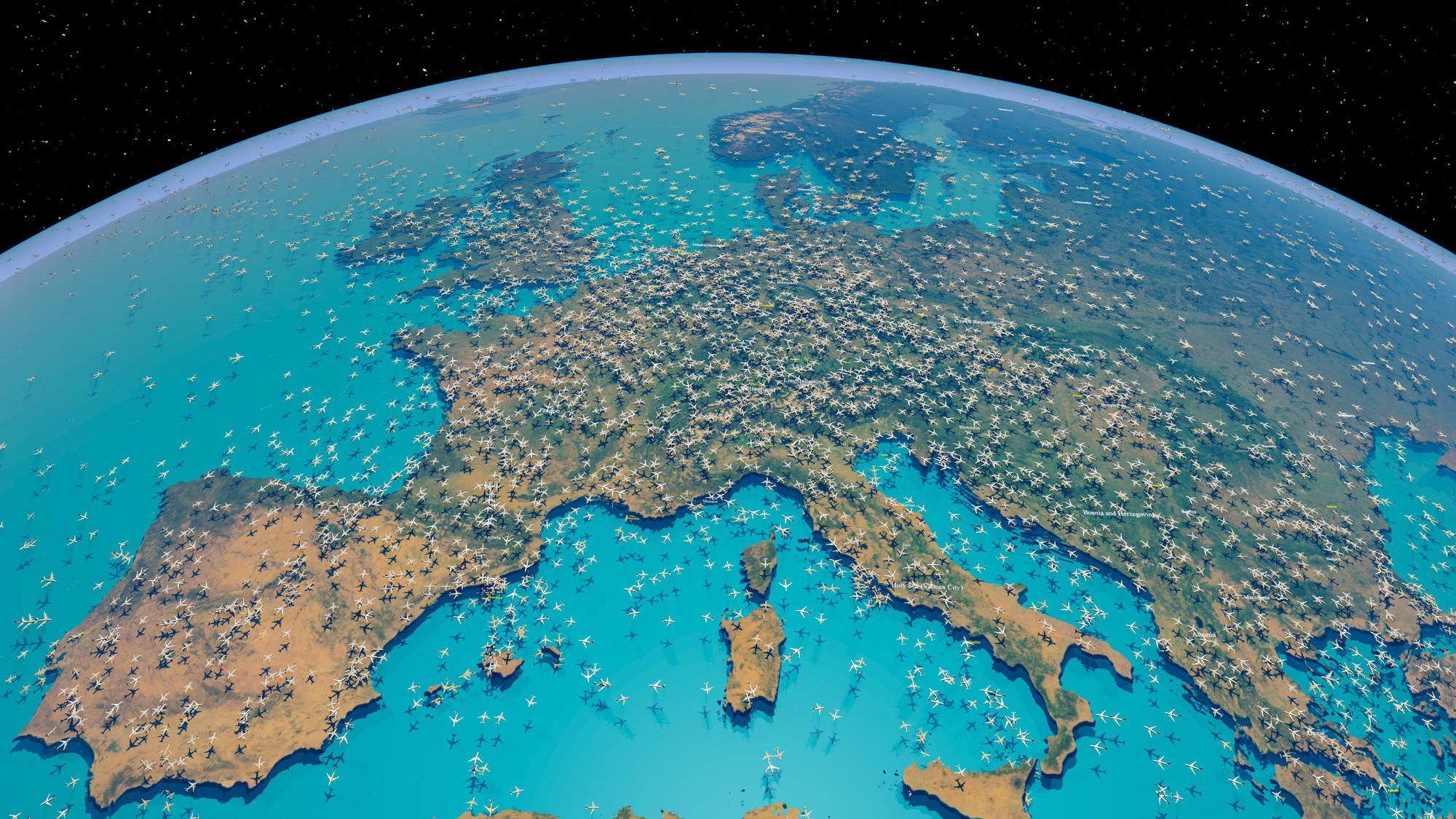 Simulation: Increase in air traffic over Germany in 2050