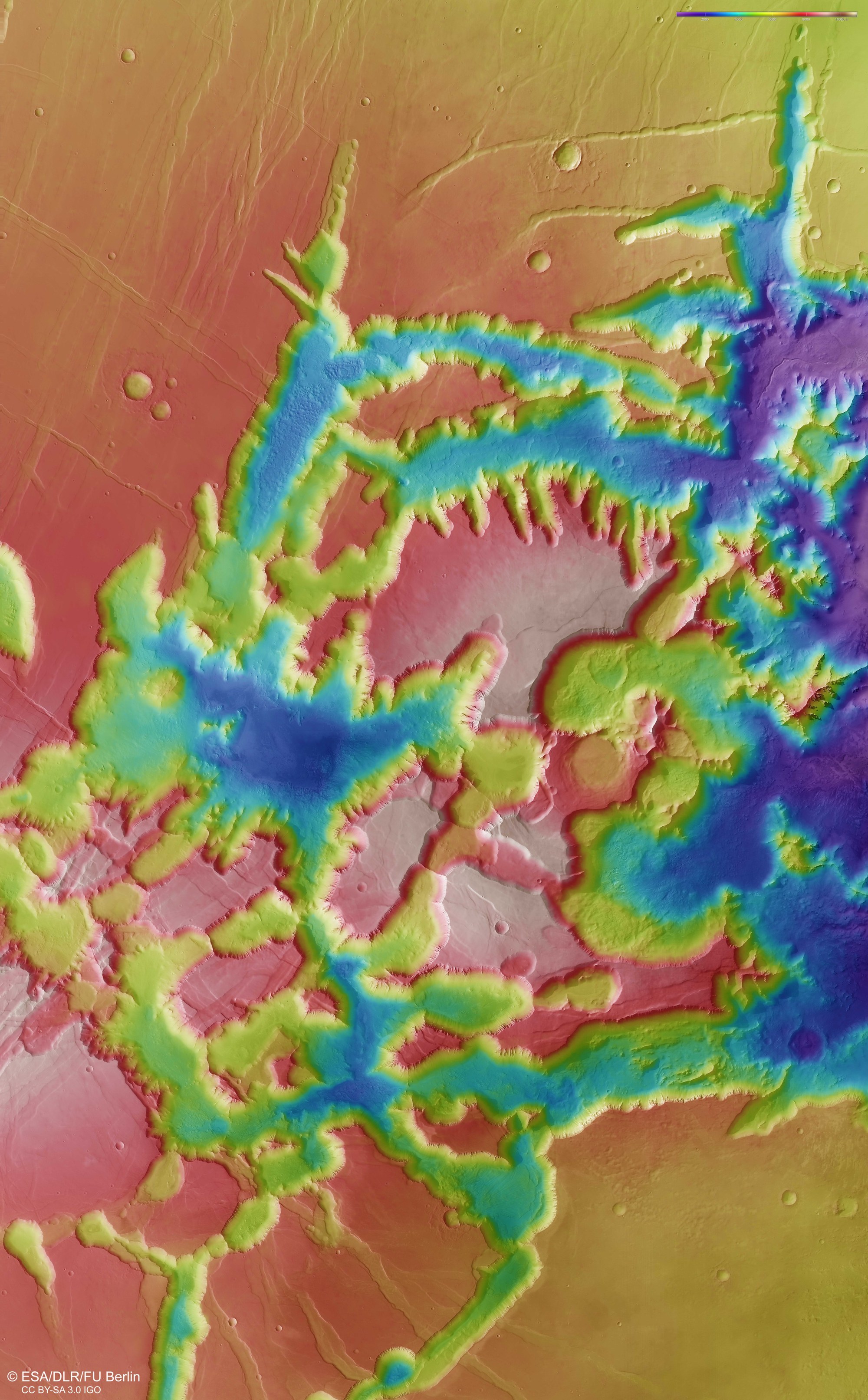 Colour plan view of the Noctis Labyrinthus region