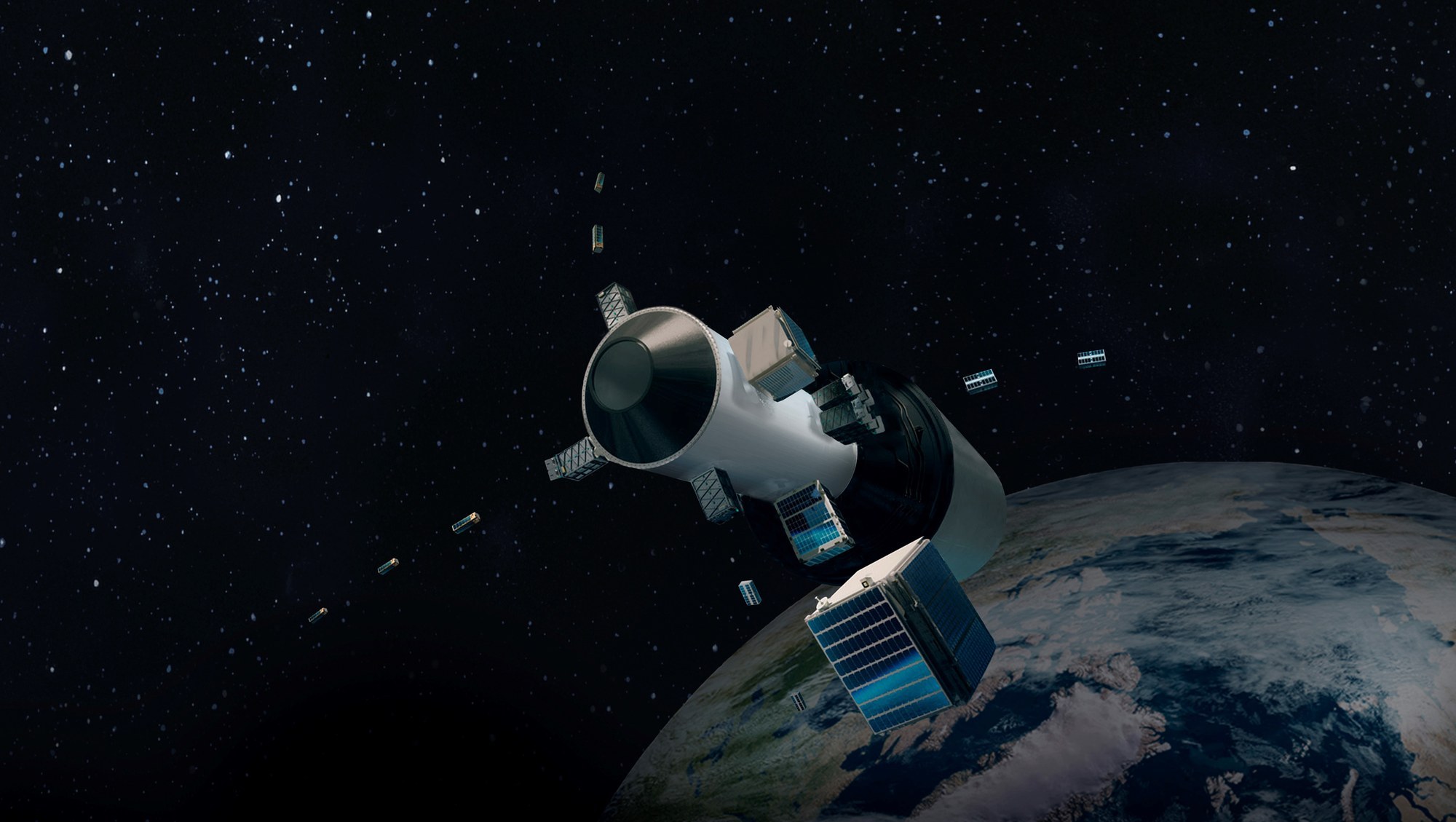 A microlauncher deploys multiple small satellites into space