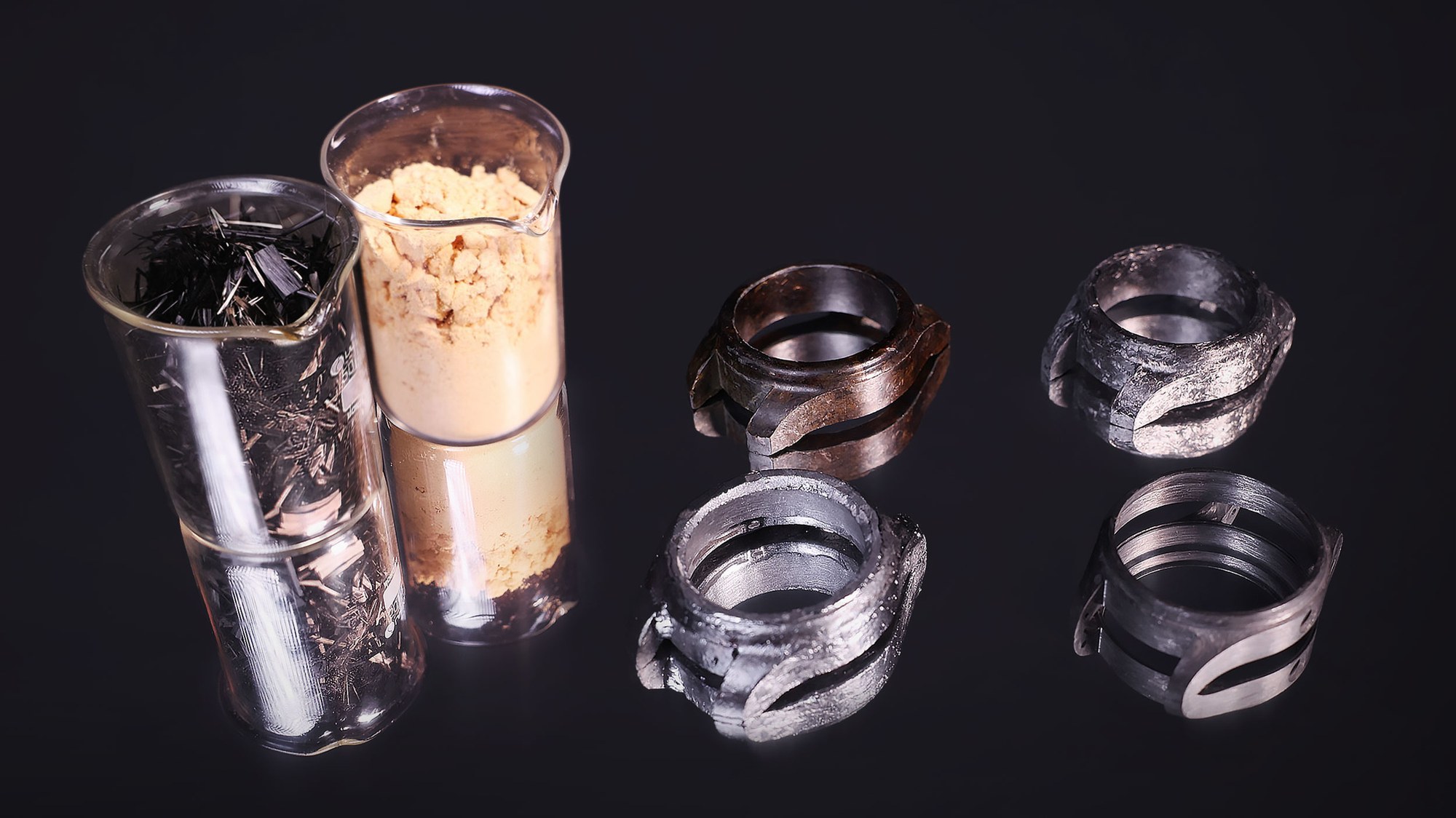 Raw materials, intermediate stages and finished ceramic watch case