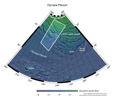 Mars: topographical map of the western north polar region