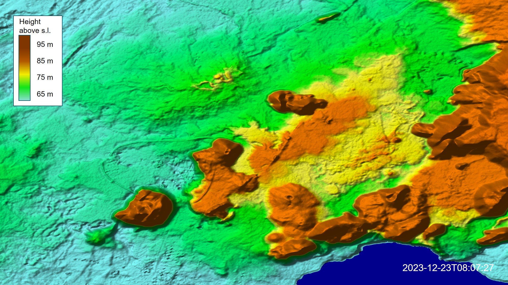 Digital elevation model generated with TerraSAR-X and TanDEM-X image data acquired on 23 December 2023