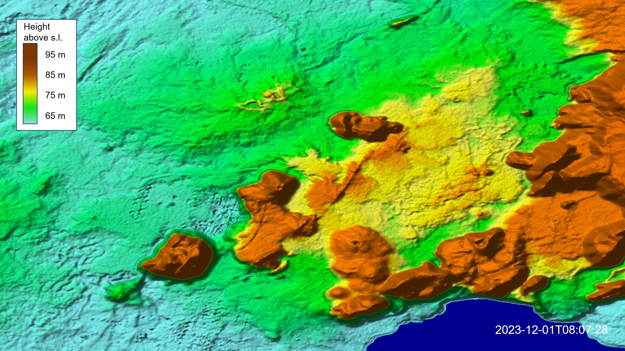 Digital elevation model generated with TerraSAR-X and TanDEM-X image data acquired on 1 December 2023