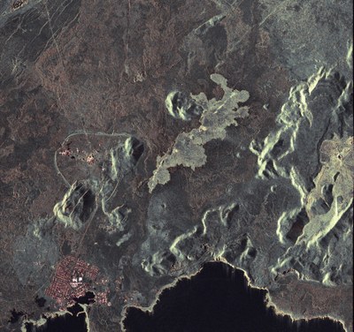 Spotlight image taken by the TanDEM-X satellite on 22 December 2023, four days after the eruption began
