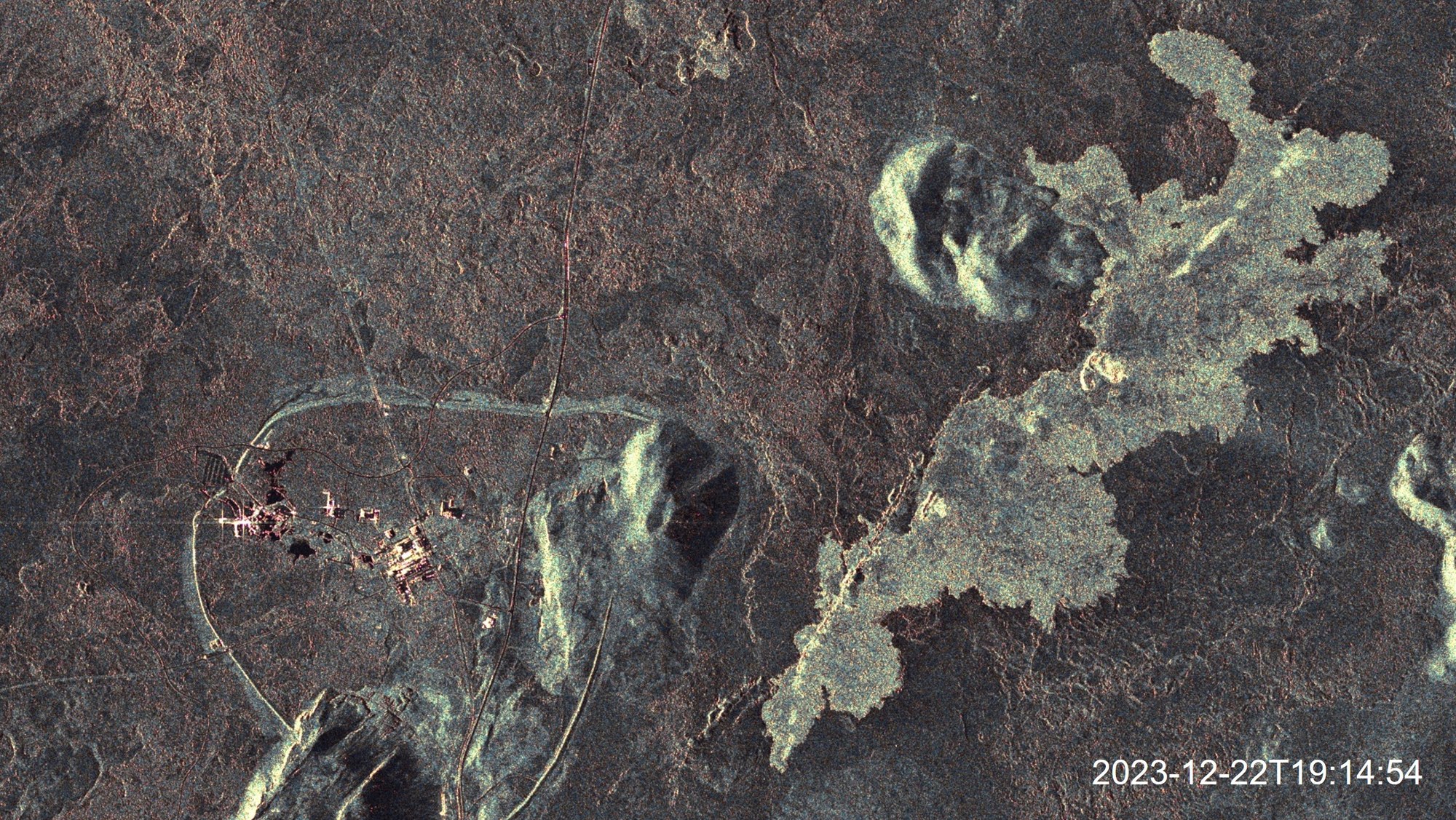 Spotlight image taken by the TanDEM-X satellite on 22 December 2023, four days after the eruption began