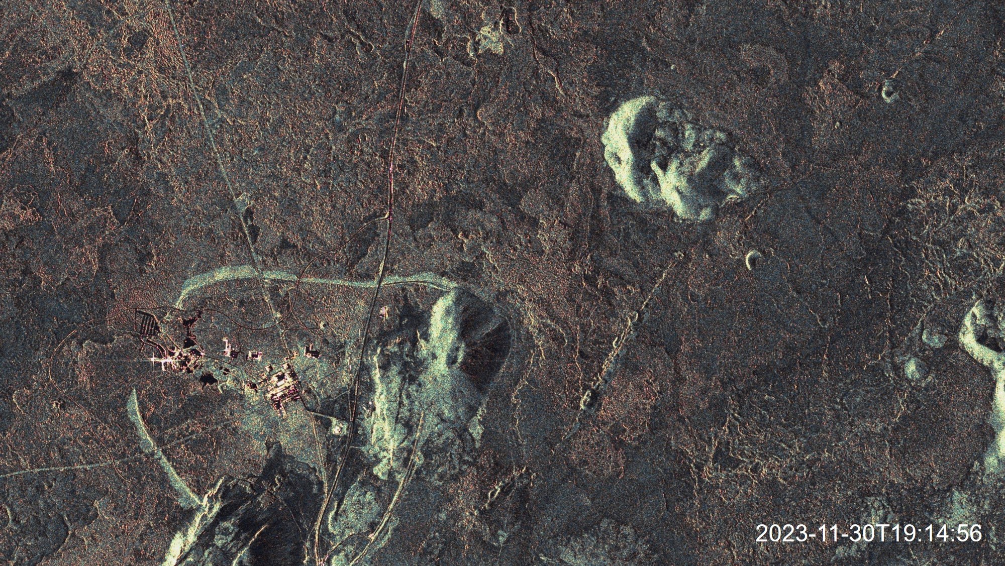 Spotlight image acquired by the TanDEM-X satellite on 30 November 2023 before the eruption