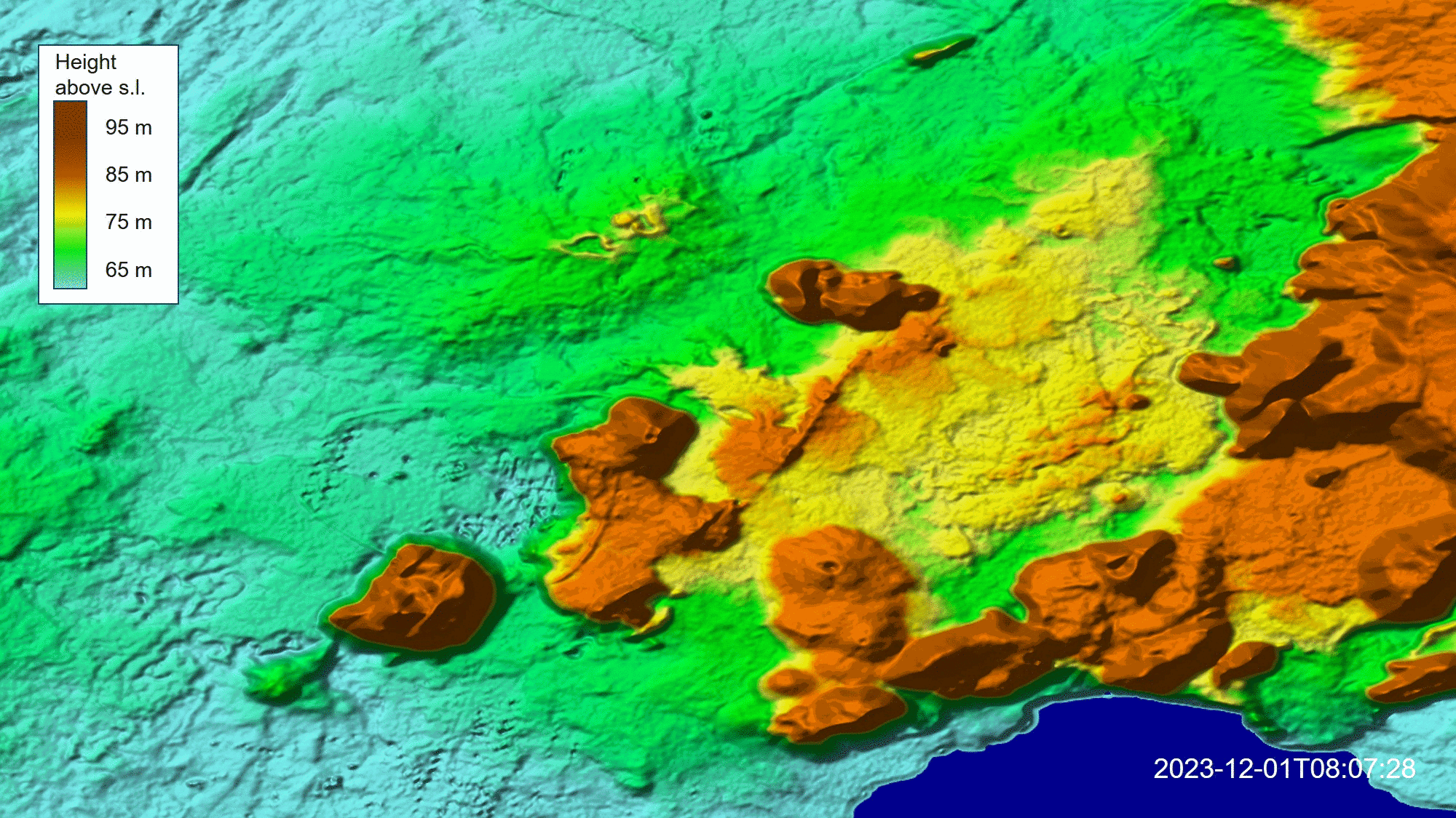 Topographical changes in the area of the Sundhnúkur crater row