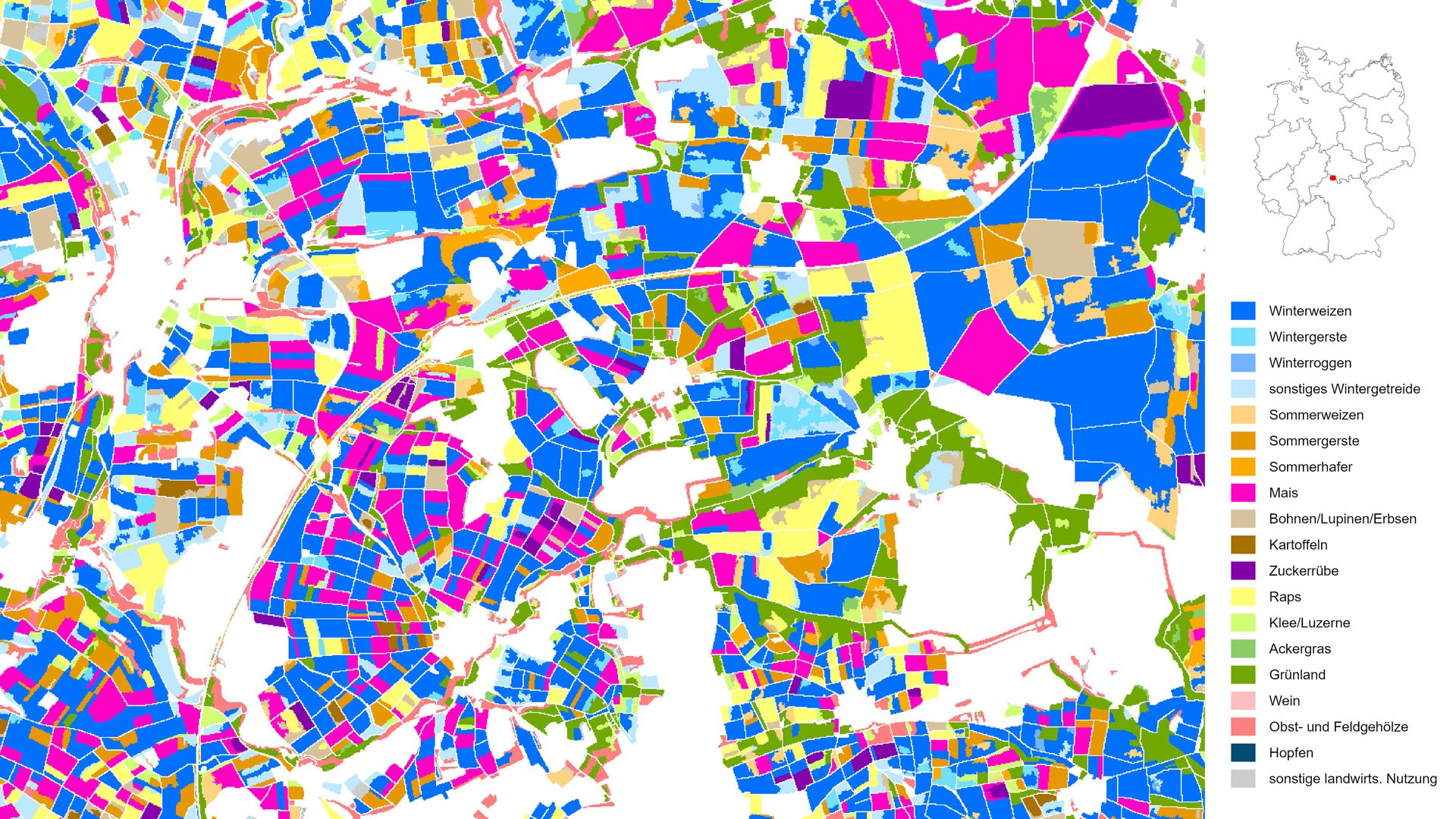 Different field sizes in Bavaria and Thuringia
