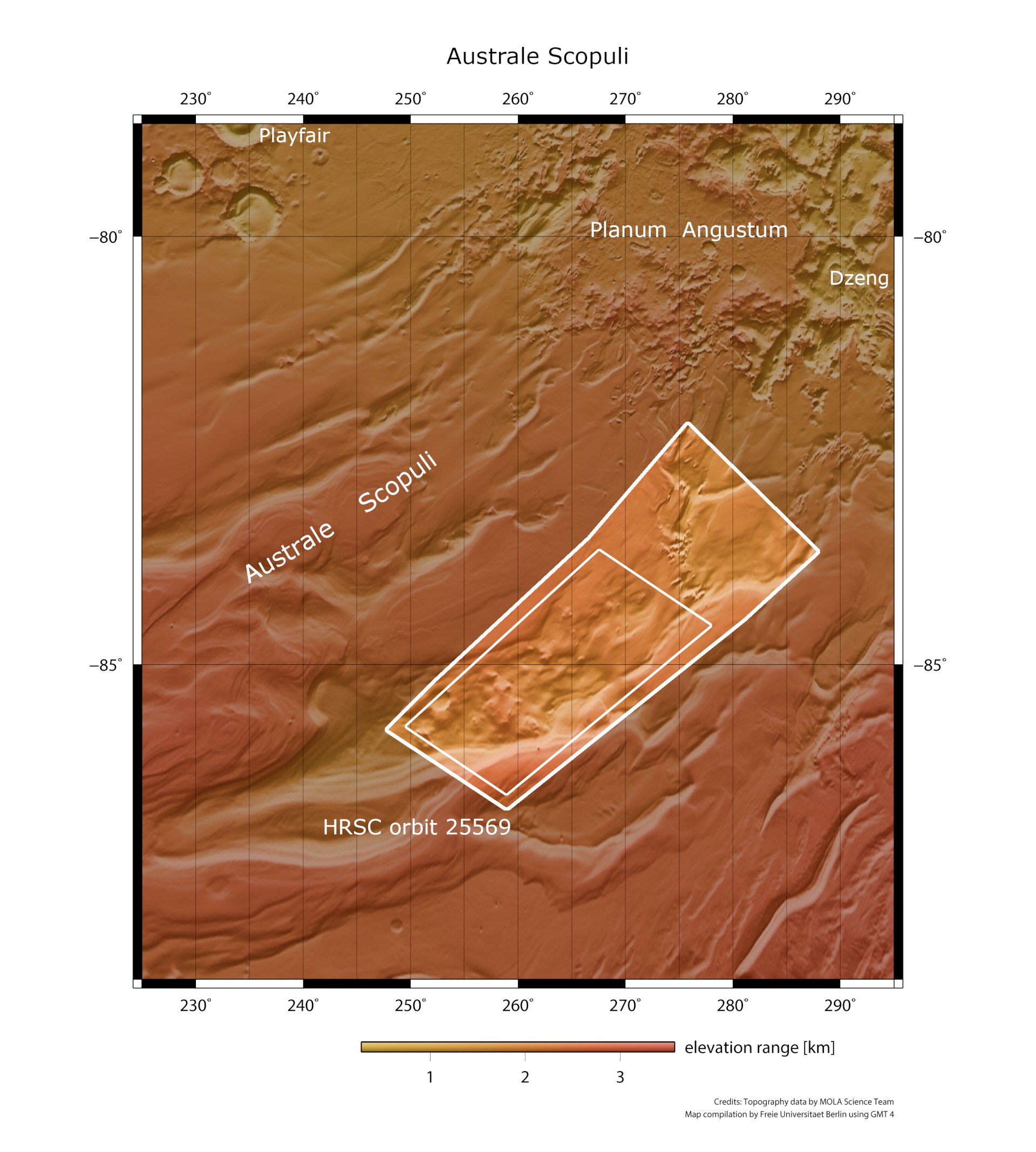 Regional overview map of the 'Australe Scopuli' southern polar region