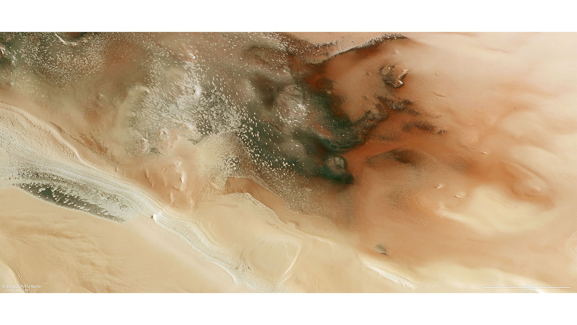 A view of unusual landscape formations at the ‘Australe Scopuli’ south polar region of Mars
