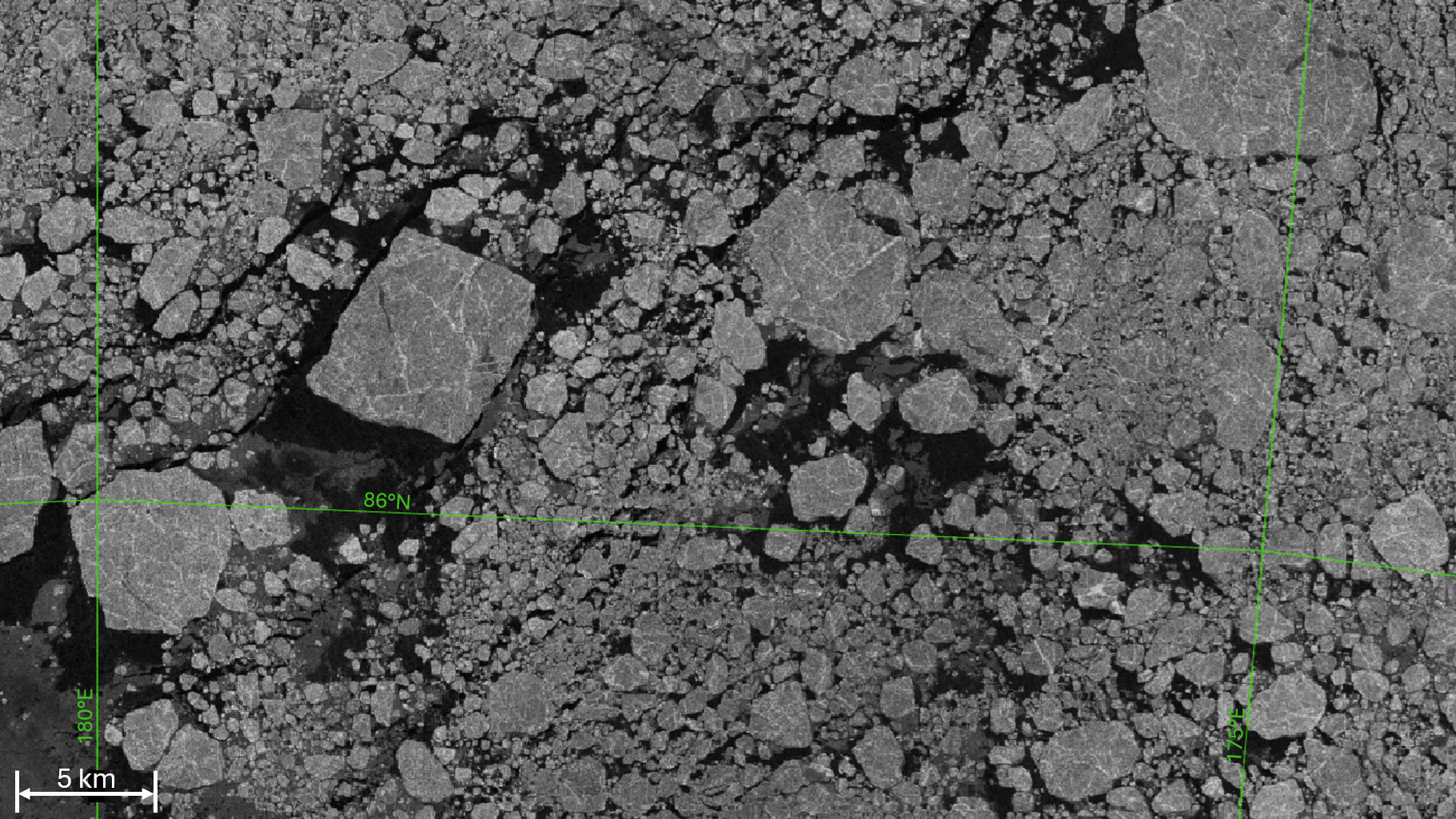 Sea ice in a satellite-based radar image