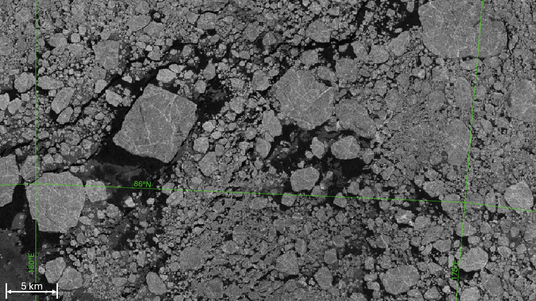 Sea ice in a satellite-based radar image