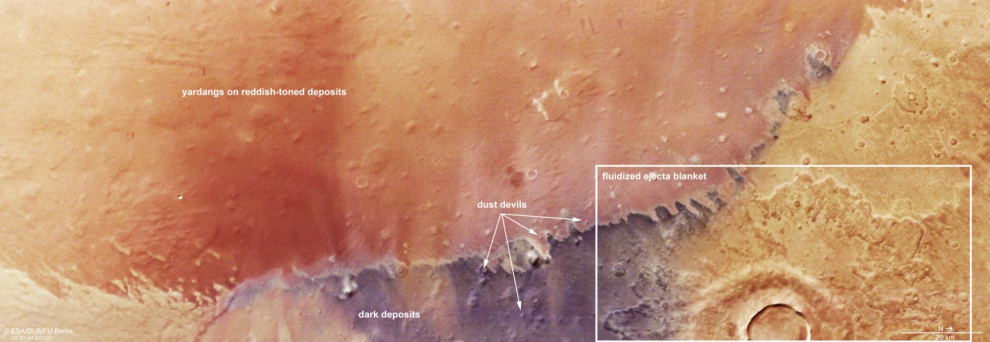 Landforms in Arcadia Planitia
