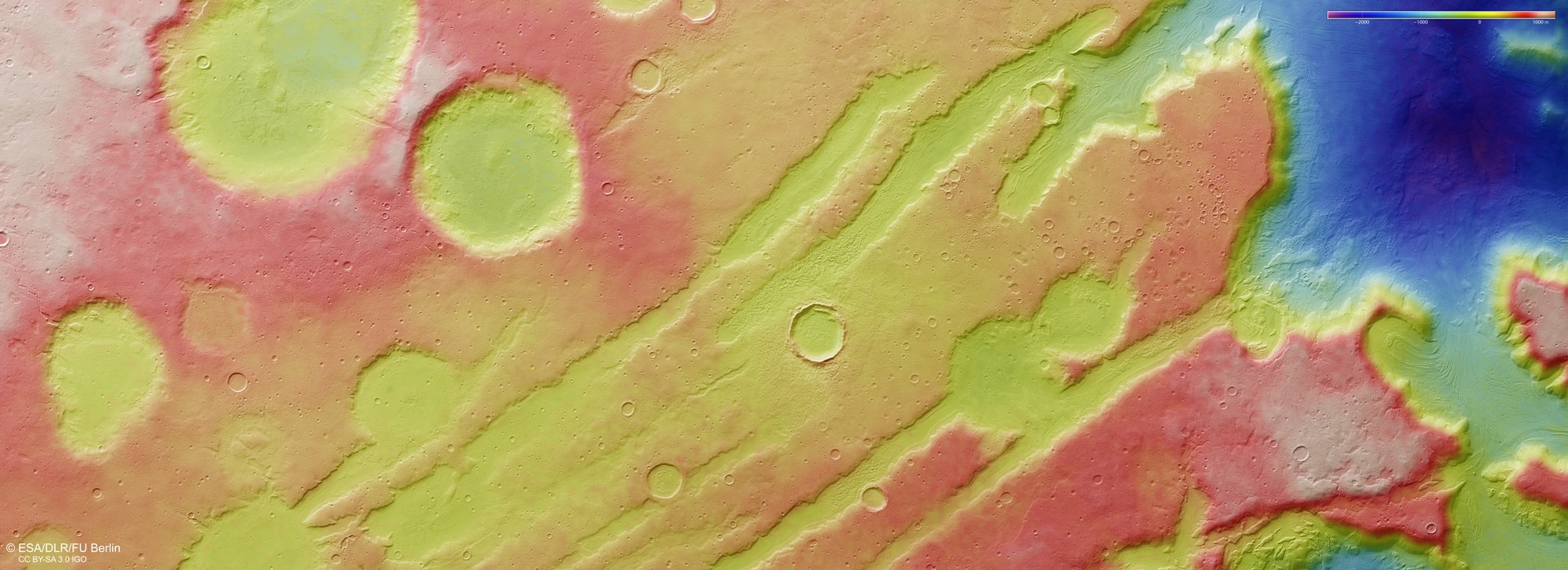 Topographic image map of the Coloe Fossae region