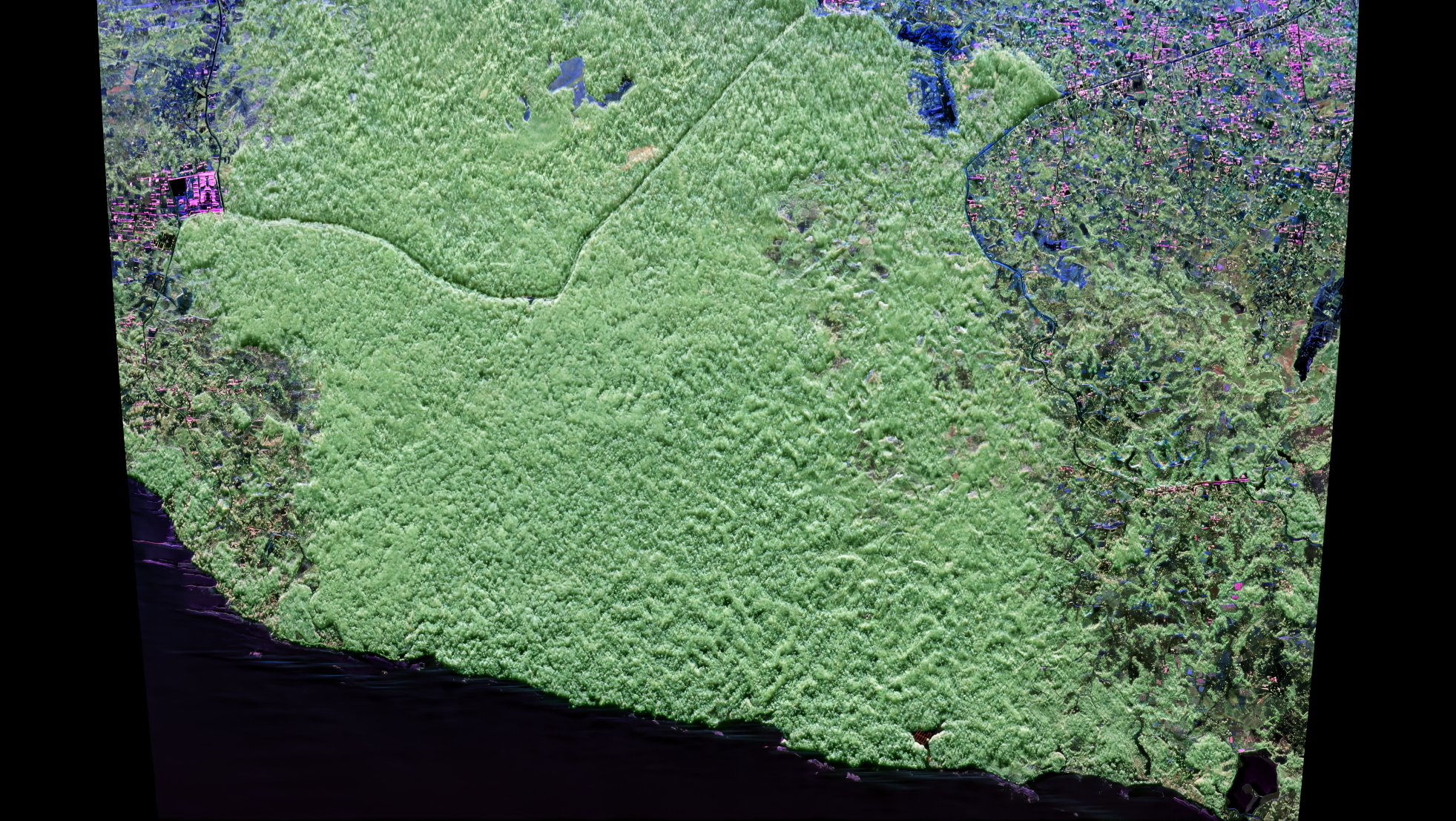 Polarimetric F-SAR radar image acquired in the L-band