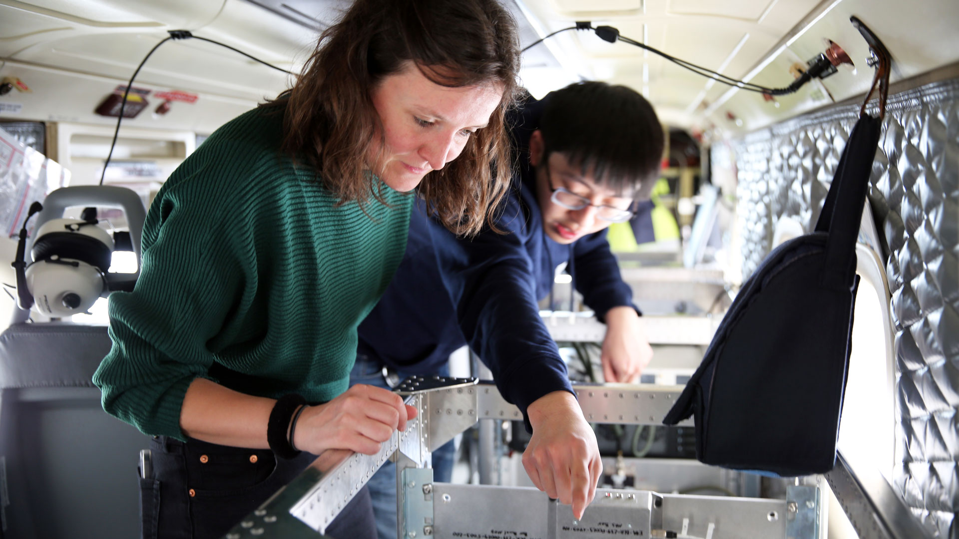 Installing the experiments in the research aircraft