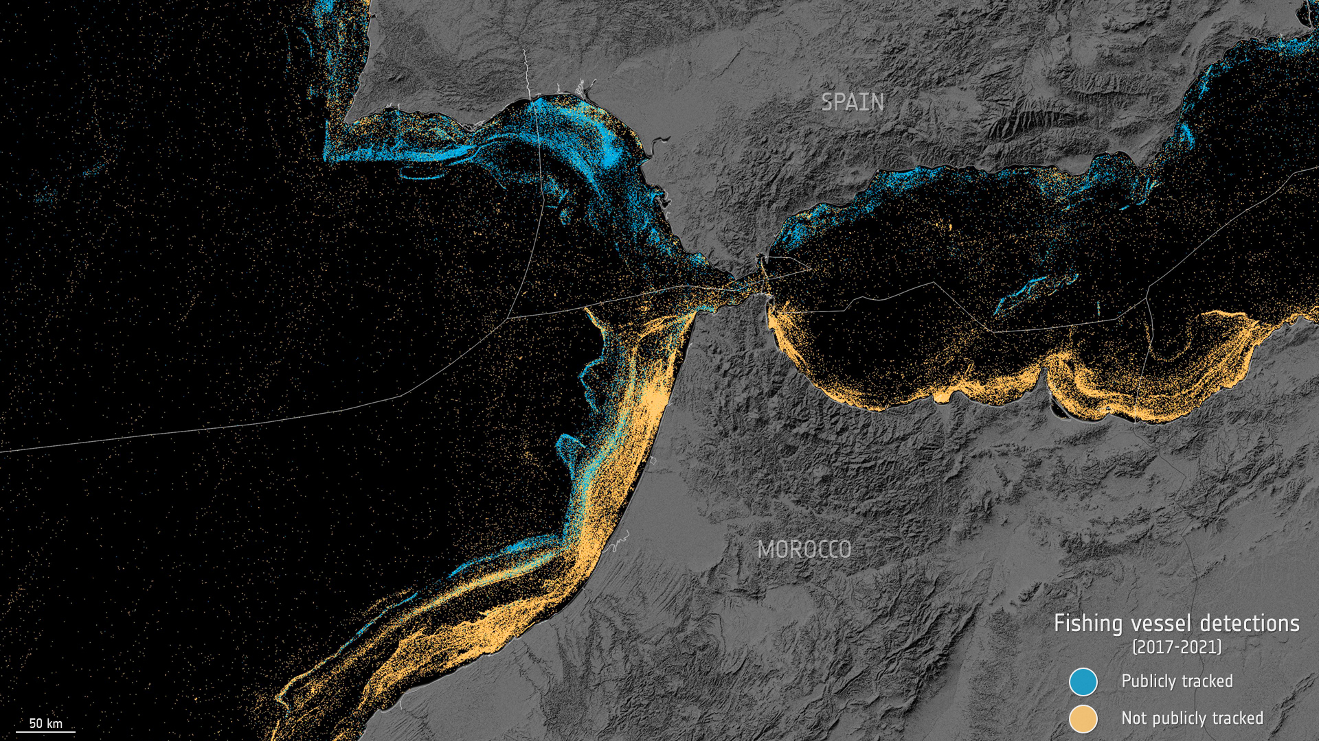 Sentinel-1 detects unknown fishing fleets
