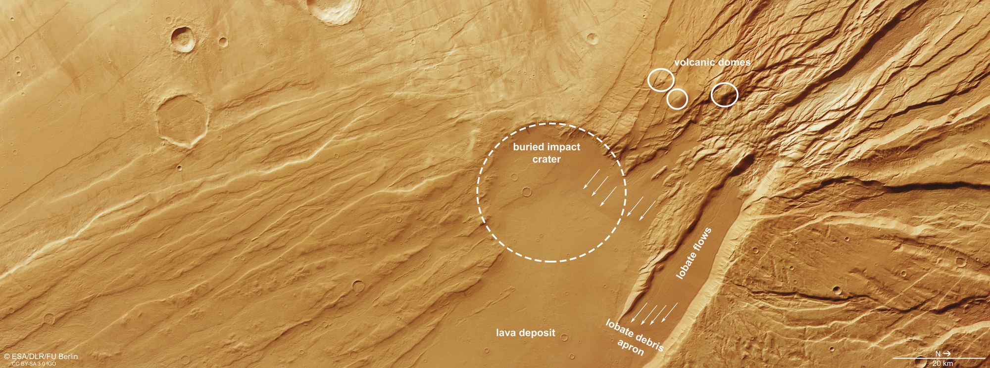 Geological diversity on the eastern edge of Acheron Fossae