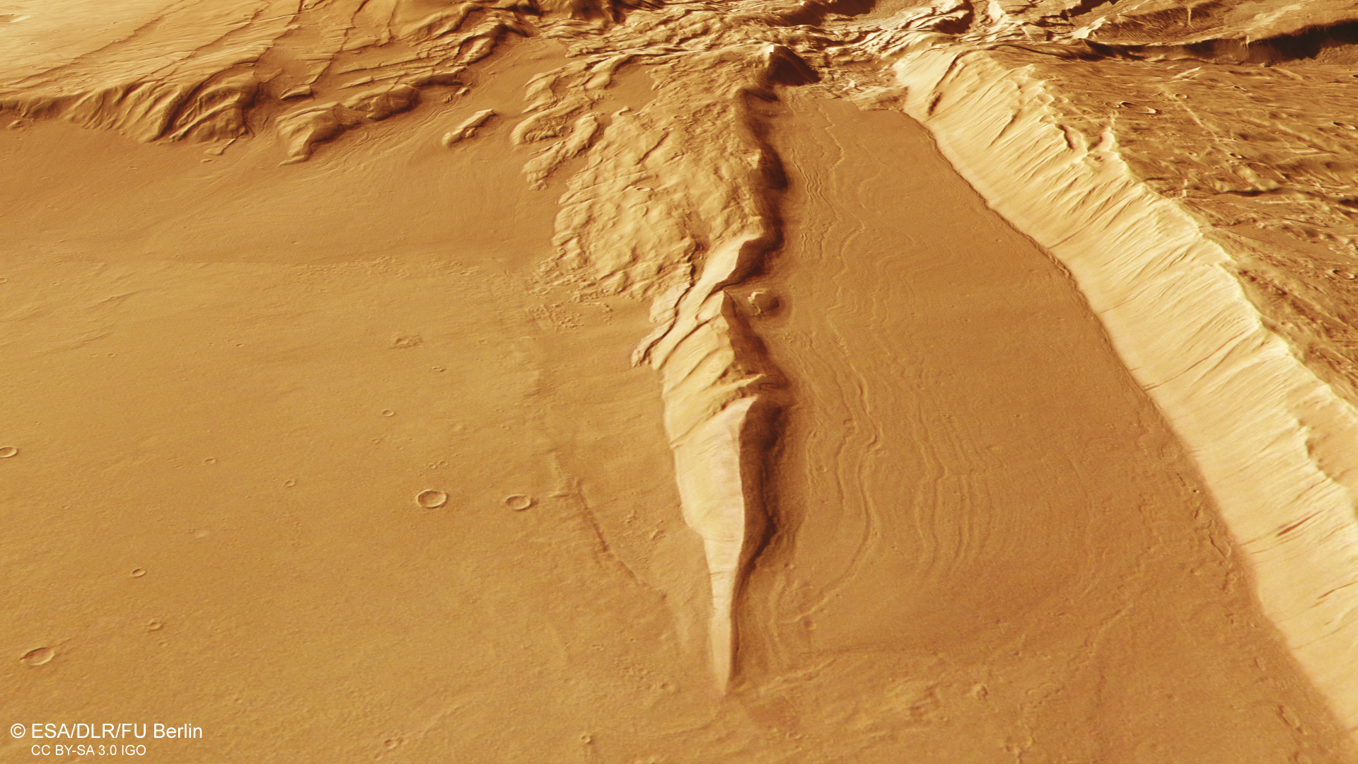 Glacial debris and lava deposits in Acheron Fossae