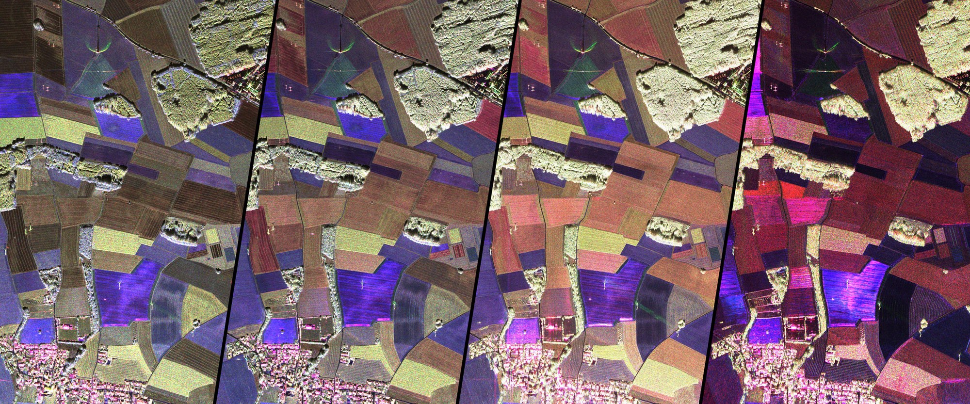 Radar images of Puch in X, C, S and L bands