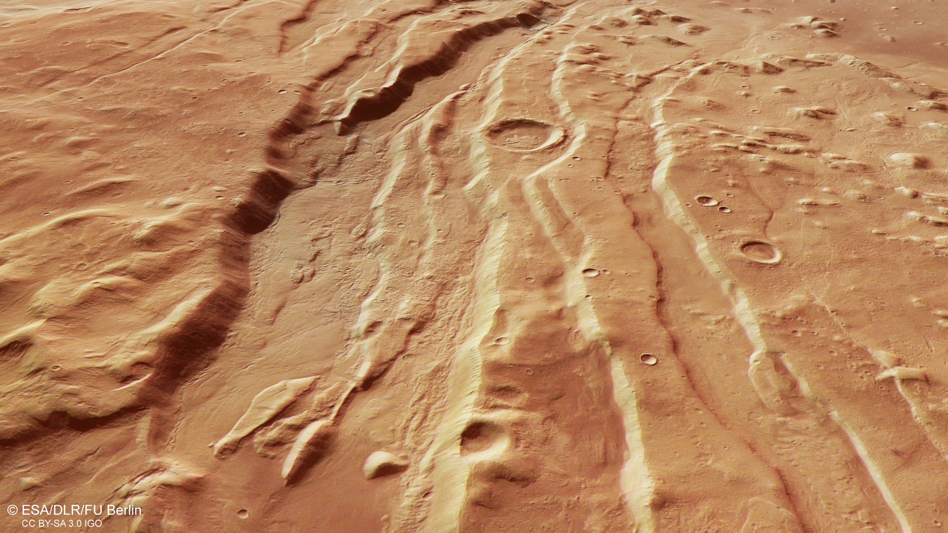 Extensional fractures in the western Acheron Fossae