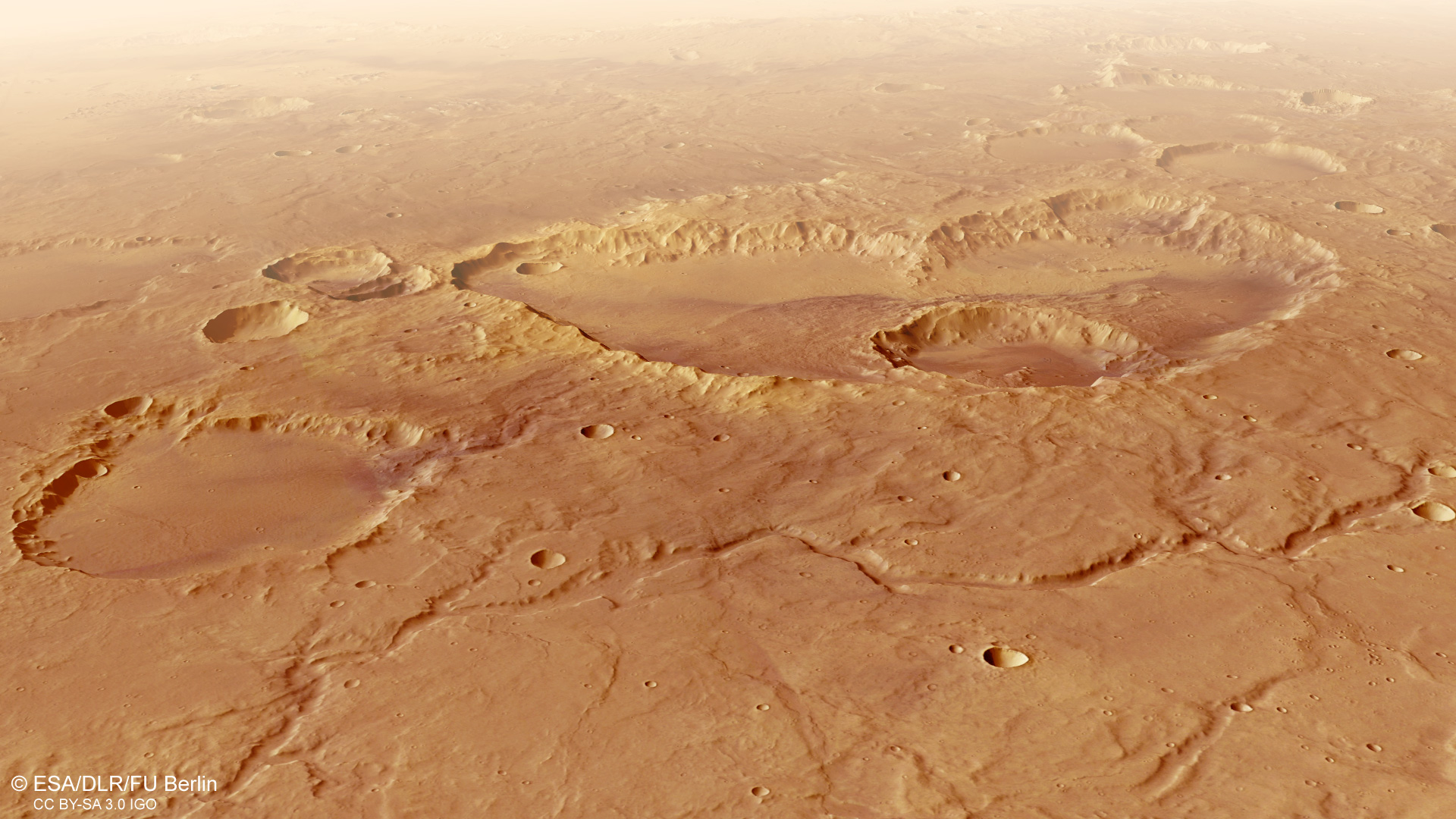 Evros Vallis, south of the Schiaparelli crater on Mars