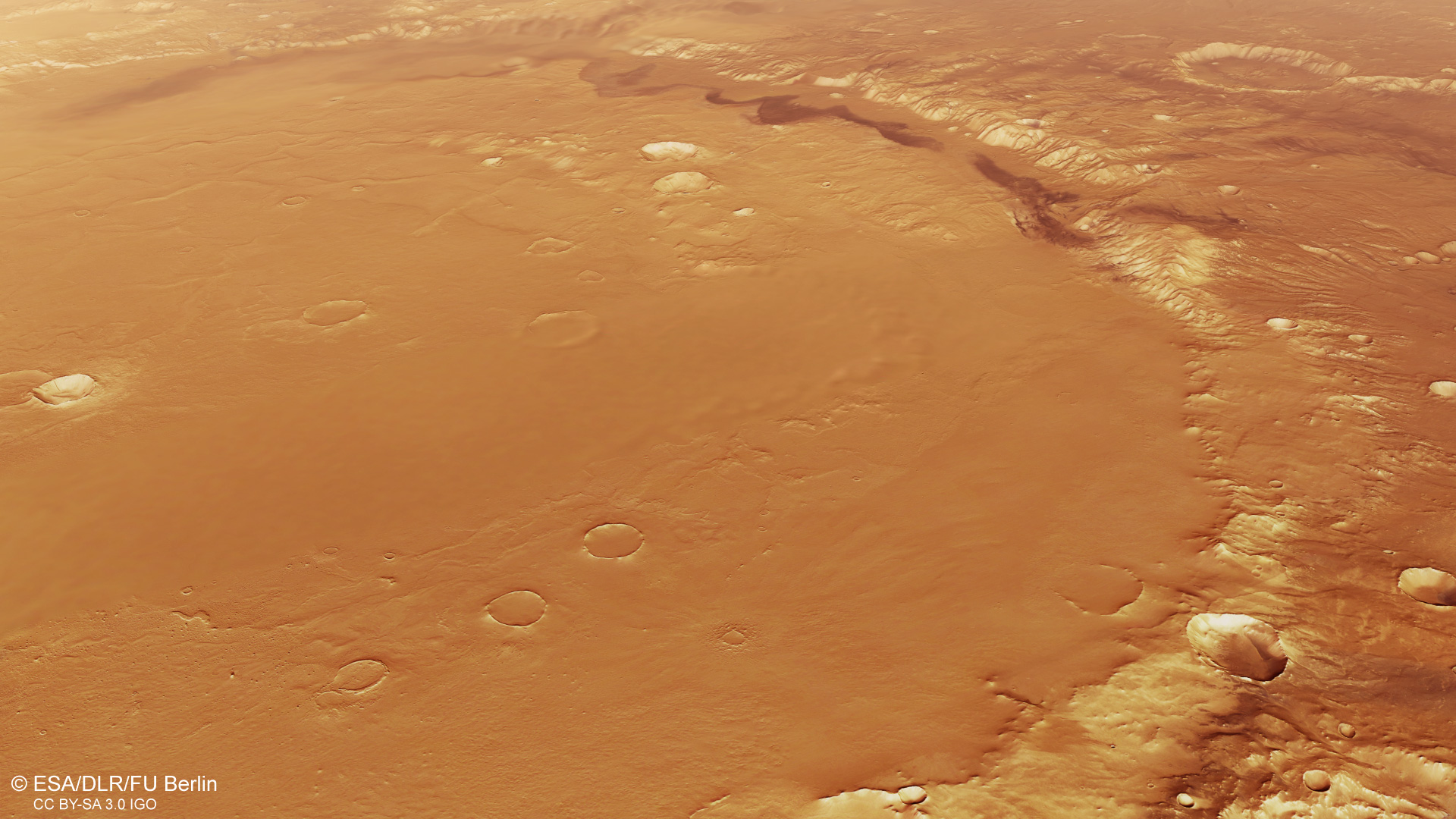 Schiaparelli impact basin on Mars, filled with deposits