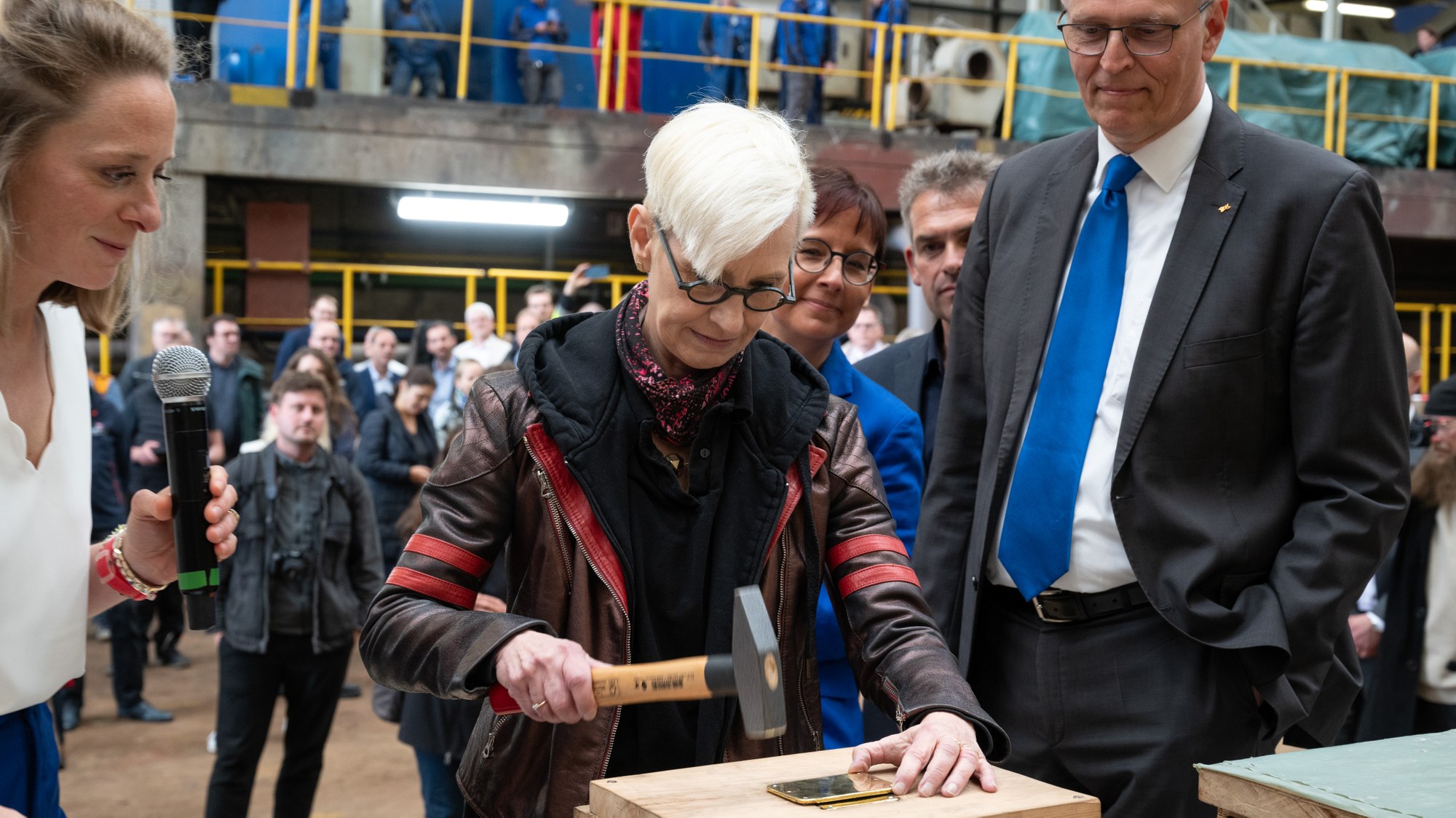 Traditional coin ceremony as part of the keel-laying