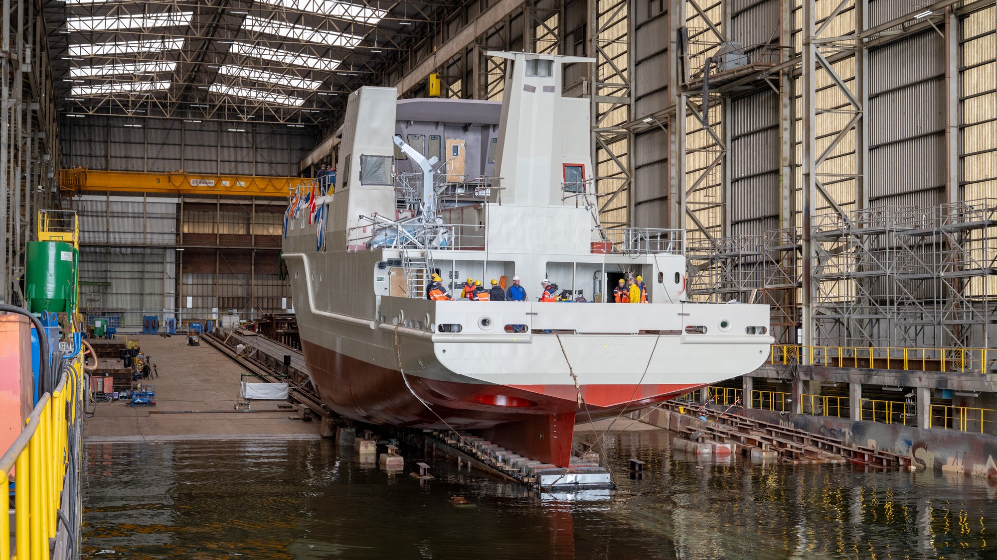 The MODULARIS hull under construction at the shipyard in Flensburg
