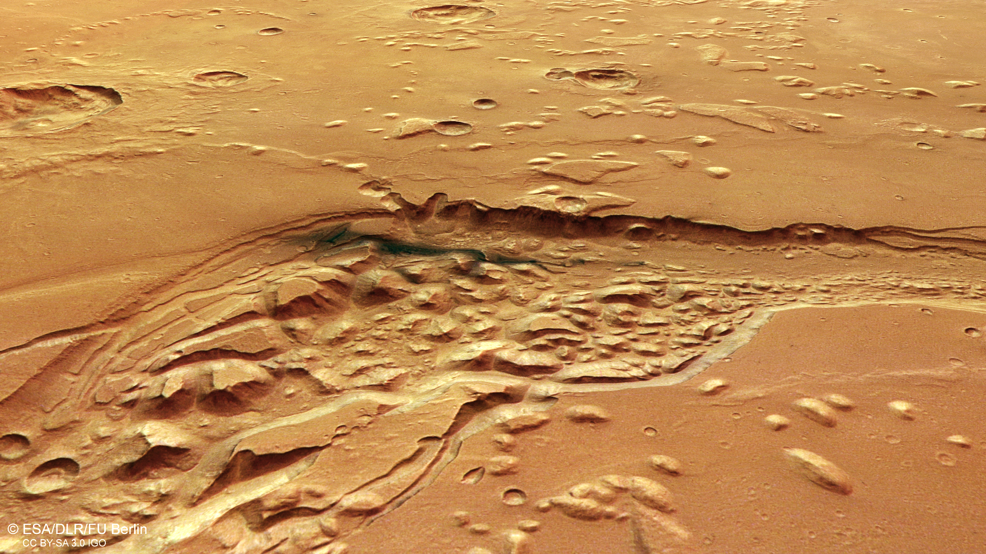 Chaotic terrain in the middle of Shalbatana Vallis