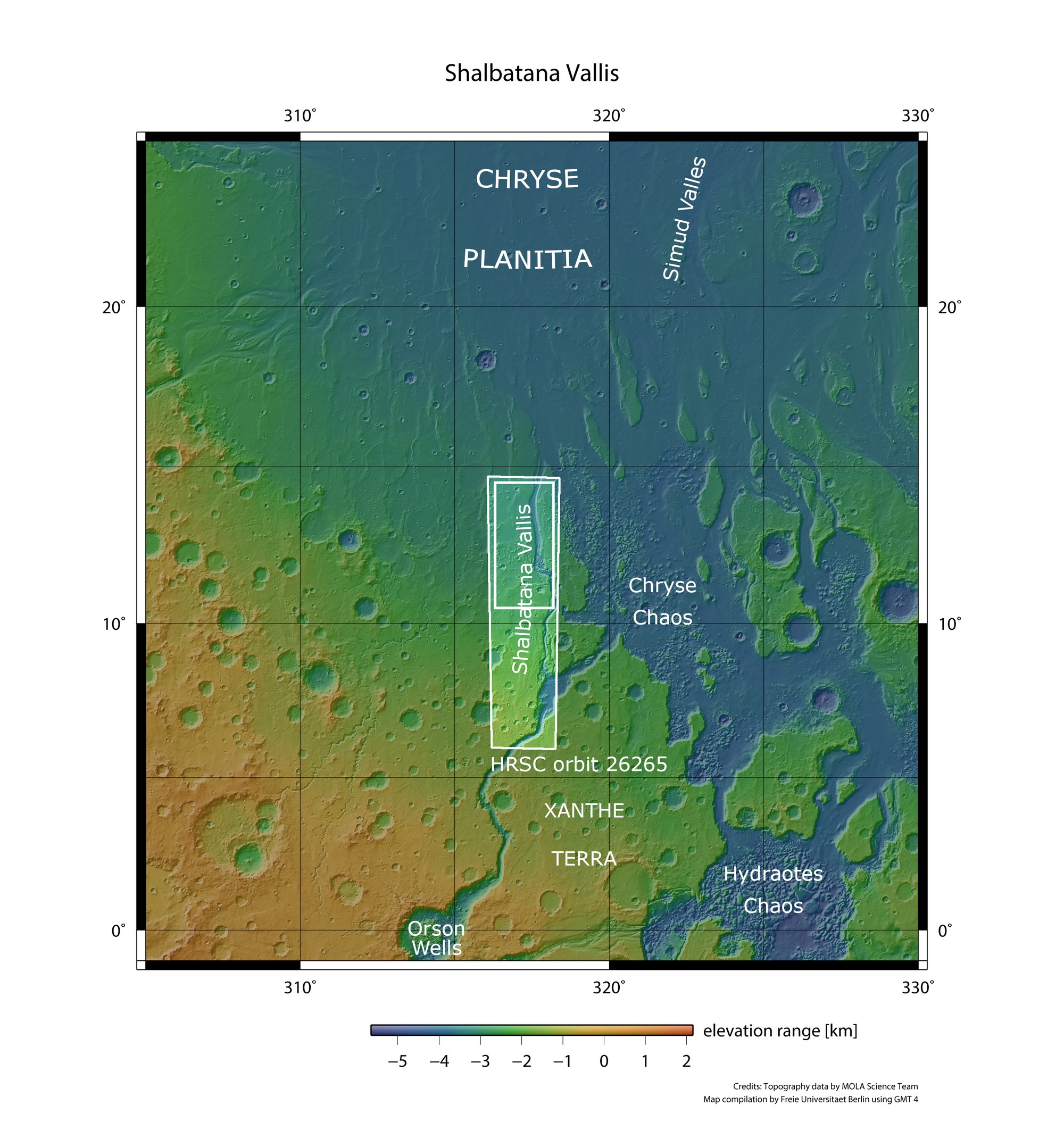 Regional overview map of Xanthe Terra and Chryse Planitia