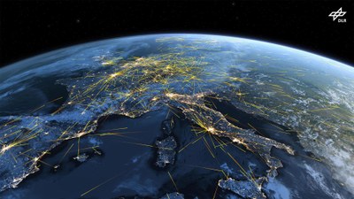 An artistic impression of flight routes