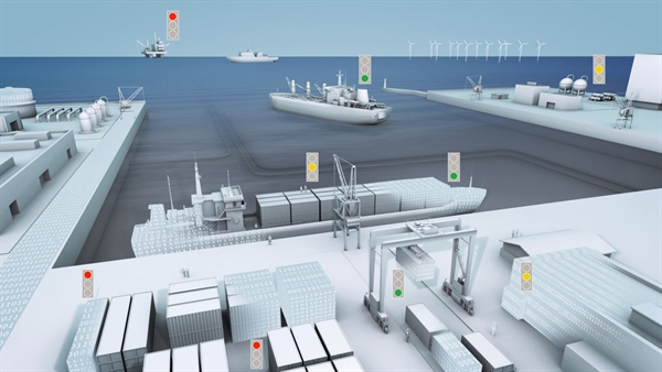 Digital vision for the future – a virtual maritime situation map taking into account the protection status of relevant infrastructure components. ©DLR