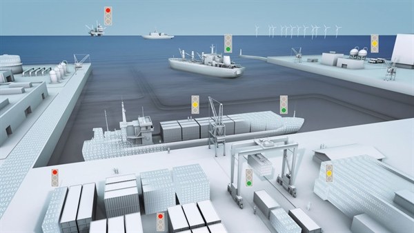 Digital vision for the future – a virtual maritime situation map taking into account the protection status of relevant infrastructure components. ©DLR