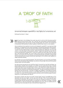 Preview image: DLRmagazine 159 – Unmanned helicopter superARTIS in test flights for humanitarian aid