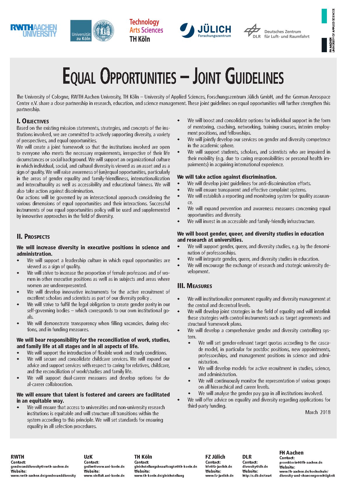 Equal Opportunities – Joint Guidelines