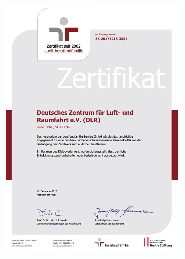 Preview image certificate 'audit berufundfamilie 2017'