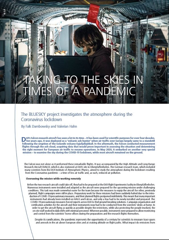 Preview image: DLRmagazin 165 - Taking to the skies in times of a pandemic