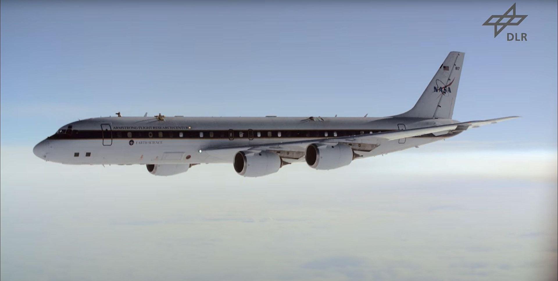 Video still NASA and DLR flight tests on alternative fuel emissions