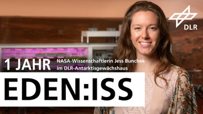 Video still: Guest scientist Jess Bunchek from NASA’s Kennedy Space Center carries out research at DLR's EDEN ISS Antarctic