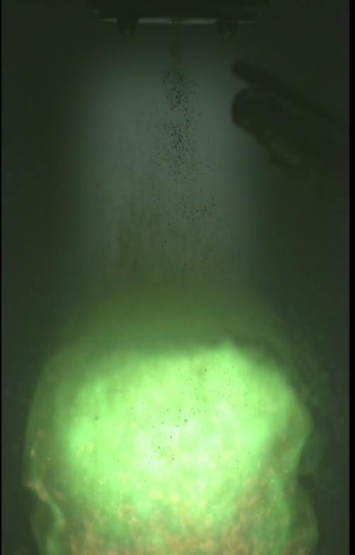 Video still - Successful ignition of the green fuel combination HIP_11 on the M11 test stand
