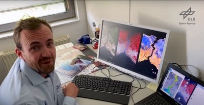 Video still: Sebastian Fischer, EnMAP project manager explains the special features of the FirstLight and what conclusions can already be drawn from this data.